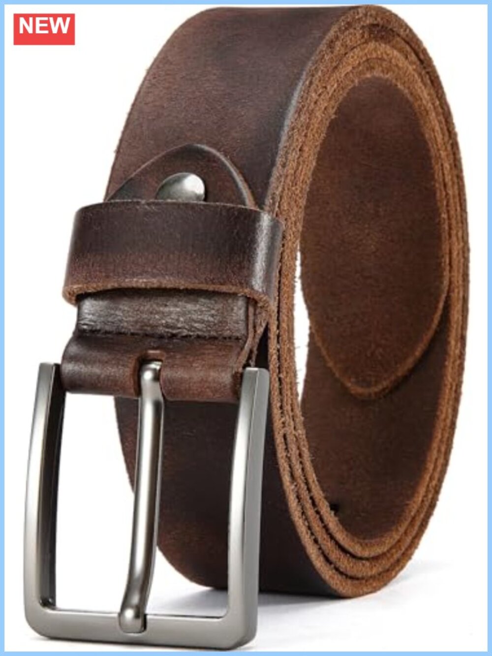 Full Grain Leather Belt 1.5" Wide Handmade Casual Single Prong Buckle